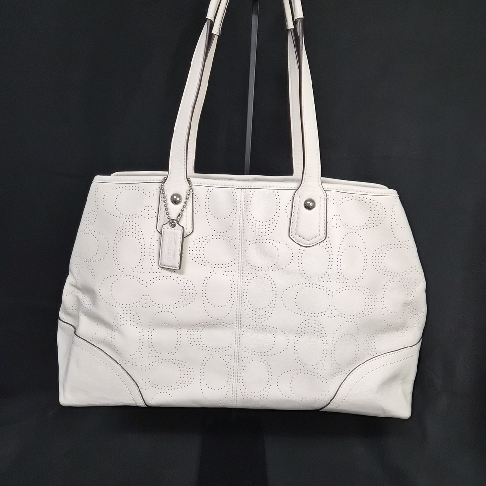 Coach - Carly - White Perforates Leather Tote